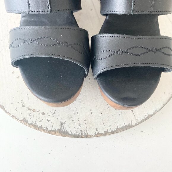 Lane Boots BECCA Womens Black Wedges 8.5 Western Sandals Cowgirl Wooden Heels - Picture 6 of 11